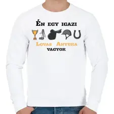 PRINTFASHION Egy igazi lovas anyuka - Férfi pulóver - Fehér férfi pulóver, kardigán