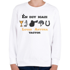 PRINTFASHION Egy igazi lovas anyuka - Gyerek pulóver - Fehér gyerek pulóver, kardigán
