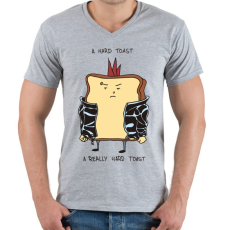 PRINTFASHION Egy kemény szendvics - Férfi V-nyakú póló - Sport szürke