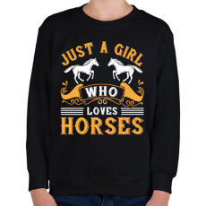 PRINTFASHION Egy lány aki szereti a lovakat - Gyerek pulóver - Fekete