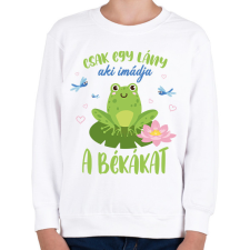 PRINTFASHION Egy lány - Béka - Gyerek pulóver - Fehér gyerek pulóver, kardigán