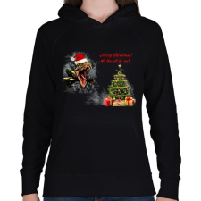 PRINTFASHION Egy Raptor Karácsonya - Női kapucnis pulóver - Fekete női pulóver, kardigán