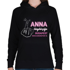 PRINTFASHION Egyedi név lánybúcsúja - fehér - Női kapucnis pulóver - Fekete női pulóver, kardigán