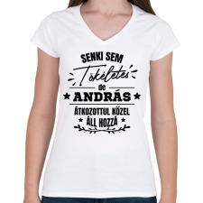PRINTFASHION Egyedi neves névnapi ajándék - Női V-nyakú póló - Fehér női póló