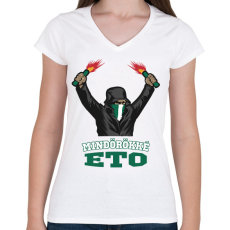 PRINTFASHION Egyedi szurkoló minta #11 - Női V-nyakú póló - Fehér