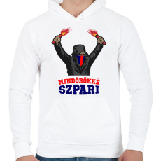 PRINTFASHION Egyedi szurkolói minta - Férfi kapucnis pulóver - Fehér