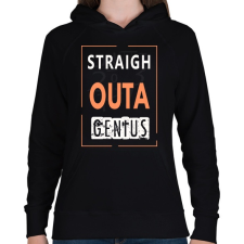 PRINTFASHION egyenesen zseni - Női kapucnis pulóver - Fekete női pulóver, kardigán