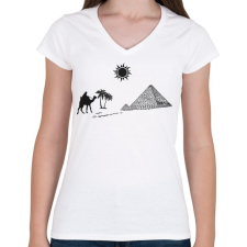 PRINTFASHION Egyiptom  - Női V-nyakú póló - Fehér női póló