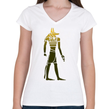 PRINTFASHION Egyiptomi isten - Női V-nyakú póló - Fehér női póló