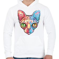 PRINTFASHION Egyiptomi macska vízfesték - Férfi kapucnis pulóver - Fehér férfi pulóver, kardigán