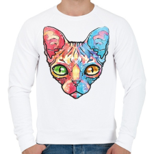 PRINTFASHION Egyiptomi macska vízfesték - Férfi pulóver - Fehér férfi pulóver, kardigán