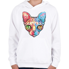 PRINTFASHION Egyiptomi macska vízfesték - Gyerek kapucnis pulóver - Fehér