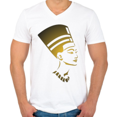 PRINTFASHION Egyiptomi női fej - Férfi V-nyakú póló - Fehér