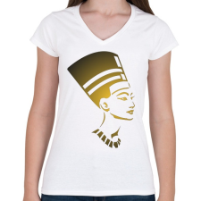 PRINTFASHION Egyiptomi női fej - Női V-nyakú póló - Fehér női póló