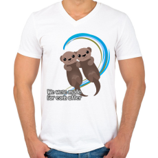 PRINTFASHION Egymásnak lettünk teremtve - vidra - Férfi V-nyakú póló - Fehér