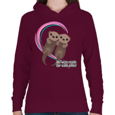 PRINTFASHION Egymásnak lettünk teremtve - vidra - Női kapucnis pulóver - Bordó női pulóver, kardigán