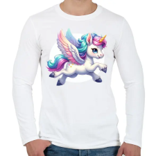 PRINTFASHION Egyszarvú - Férfi hosszú ujjú póló - Fehér férfi póló