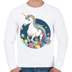 PRINTFASHION Egyszarvú húsvéti tojásokkal - Férfi pulóver - Fehér