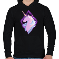 PRINTFASHION Egyszarvú neon - Férfi kapucnis pulóver - Fekete