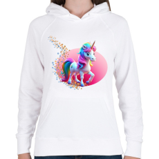 PRINTFASHION Egyszarvú - Női kapucnis pulóver - Fehér