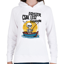 PRINTFASHION Egyszer csak lesz fogásom - Női kapucnis pulóver - Fehér női pulóver, kardigán