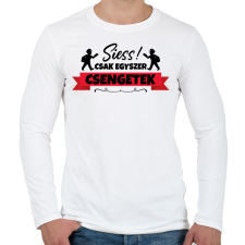 PRINTFASHION Egyszer csengetek - Férfi hosszú ujjú póló - Fehér férfi póló