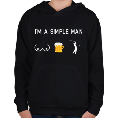 PRINTFASHION Egyszerű ember - Gyerek kapucnis pulóver - Fekete
