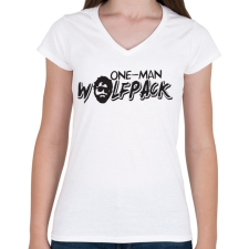 PRINTFASHION Egytagú farkasfalka - Női V-nyakú póló - Fehér női póló