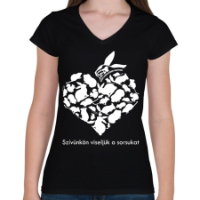 PRINTFASHION Együtt A Kisállatokért Alapítvány - Női V-nyakú póló - Fekete női póló