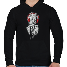 PRINTFASHION Einsteiin - Férfi kapucnis pulóver - Fekete férfi pulóver, kardigán