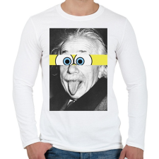 PRINTFASHION Einstein - Férfi hosszú ujjú póló - Fehér férfi póló