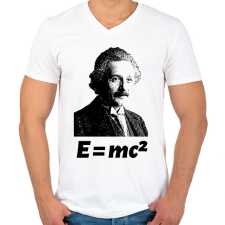 PRINTFASHION Einstein - Férfi V-nyakú póló - Fehér férfi póló