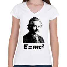 PRINTFASHION Einstein - Női V-nyakú póló - Fehér