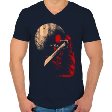 PRINTFASHION Éjféli nindzsa - Férfi V-nyakú póló - Sötétkék