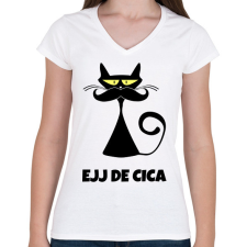 PRINTFASHION EJJ DE CICA - Női V-nyakú póló - Fehér női póló