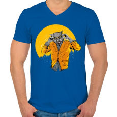 PRINTFASHION Éjjeli szörnyfarkas - Férfi V-nyakú póló - Királykék