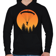 PRINTFASHION ejtőernyős  - Férfi kapucnis pulóver - Fekete férfi pulóver, kardigán
