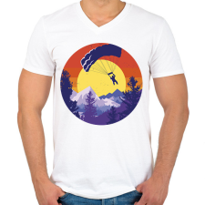 PRINTFASHION Ejtőernyős - Férfi V-nyakú póló - Fehér férfi póló