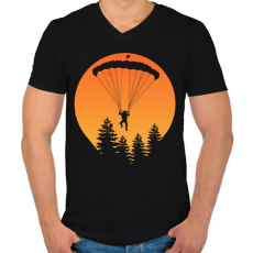 PRINTFASHION ejtőernyős  - Férfi V-nyakú póló - Fekete