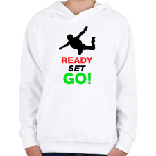 PRINTFASHION Ejtőernyős - Gyerek kapucnis pulóver - Fehér gyerek pulóver, kardigán