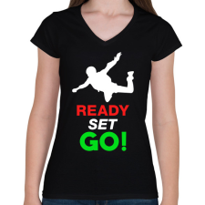 PRINTFASHION Ejtőernyőzés - Női V-nyakú póló - Fekete női póló