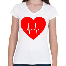 PRINTFASHION Ekg - Női V-nyakú póló - Fehér női póló