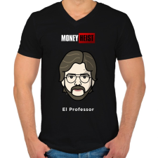 PRINTFASHION El Professor - Férfi V-nyakú póló - Fekete férfi póló