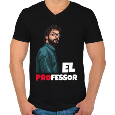 PRINTFASHION El Professor - Férfi V-nyakú póló - Fekete
