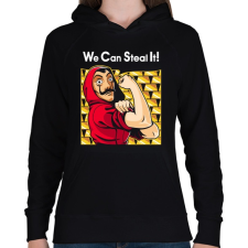 PRINTFASHION El tudjuk lopni! - Női kapucnis pulóver - Fekete női pulóver, kardigán