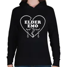 PRINTFASHION Elder emo heart - Női kapucnis pulóver - Fekete női pulóver, kardigán