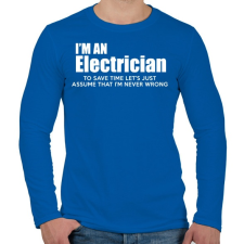 PRINTFASHION ELECTRICIAN - Férfi hosszú ujjú póló - Királykék férfi póló