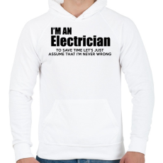 PRINTFASHION ELECTRICIAN - Férfi kapucnis pulóver - Fehér