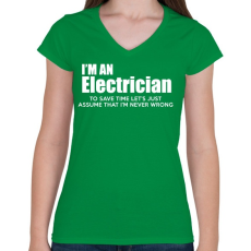 PRINTFASHION ELECTRICIAN - Női V-nyakú póló - Zöld