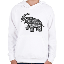 PRINTFASHION Elefánt - fekete - Gyerek kapucnis pulóver - Fehér gyerek pulóver, kardigán